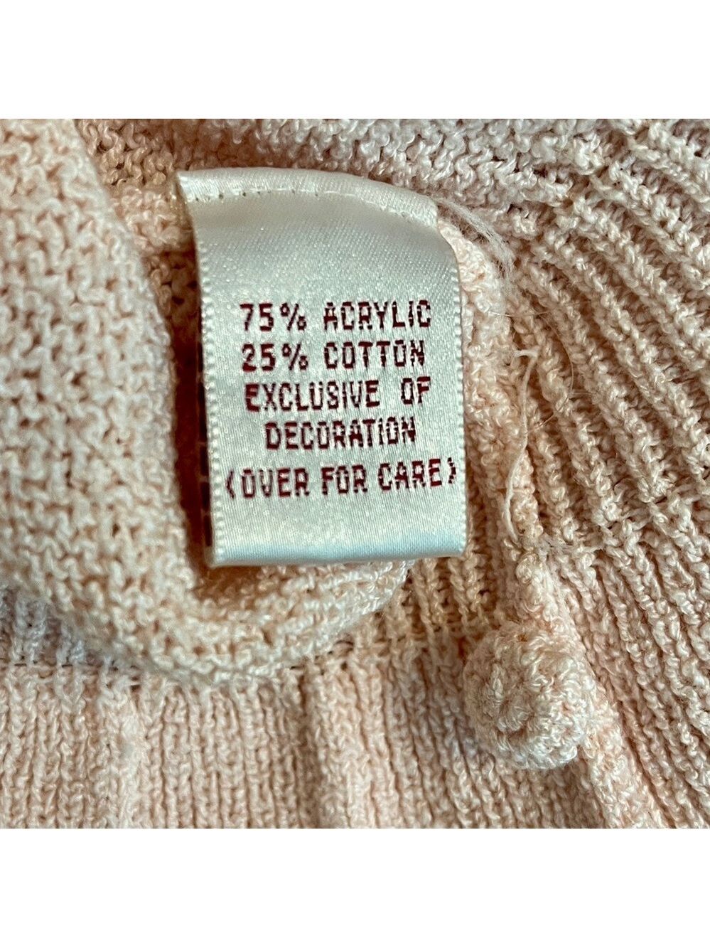 Vintage 90s Cottagecore Hand Embroidered Pink Knit Cardigan Sweater size SP - Picture 6 of 6